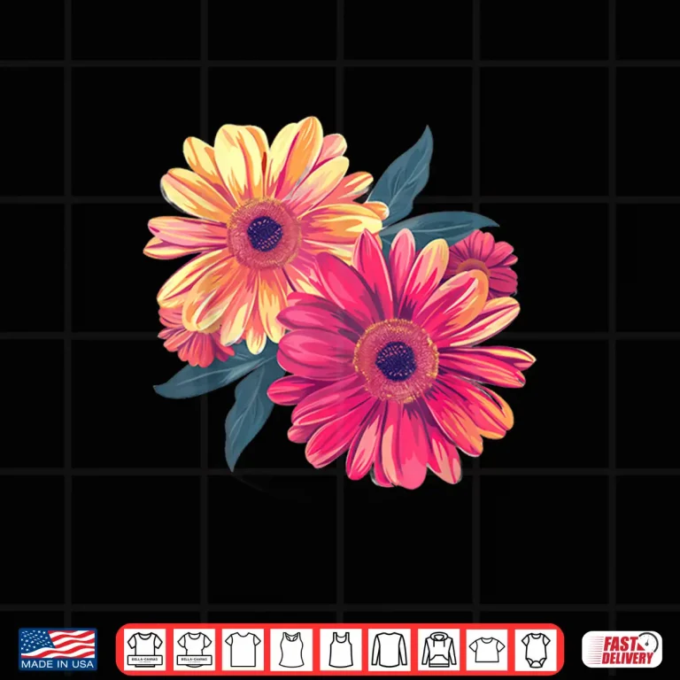 Gerbera Daisies Round Floral Botanical Logo Design Shirt 4 Design Gerbera Daisies Round Floral Botanical Logo Design Shirt