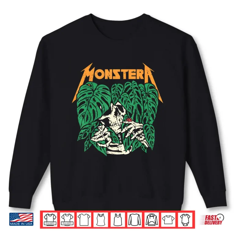 Sweatshirt Monstera Skull Plant Lover Grunge Skeleton Aesthetic Shirt