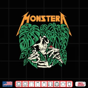 Design Monstera Skull Plant Lover Grunge Skeleton Aesthetic Shirt