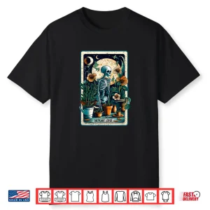 Plant Lover Tarot Card Halloween Skeleton Moon Graphic Shirt