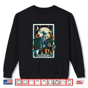 Sweatshirt Plant Lover Tarot Card Halloween Skeleton Moon Graphic Shirt