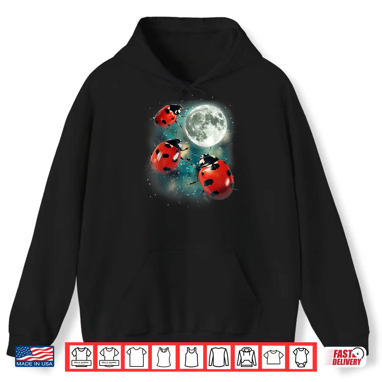 Three Ladybug Moon Red Beetles Outdoors Nature Graphic Shirt Three Ladybug Moon Red Beetles Outdoors Nature Graphic Shirt