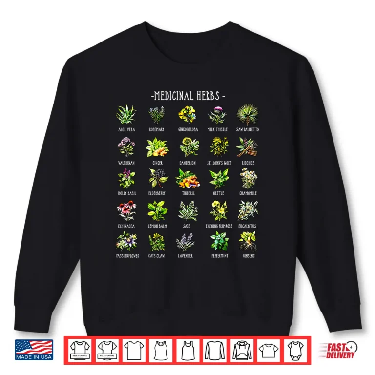 Types Of Herbalist Healing Plants Medicinal Herbs Graphic Shirt 2 Sweatshirt Types Of Herbalist Healing Plants Medicinal Herbs Graphic Shirt
