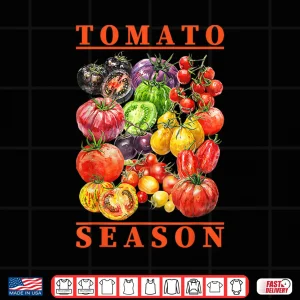 Design Vintage Tomato Season Vegan Vegetable Horticulture Graphic Shirt