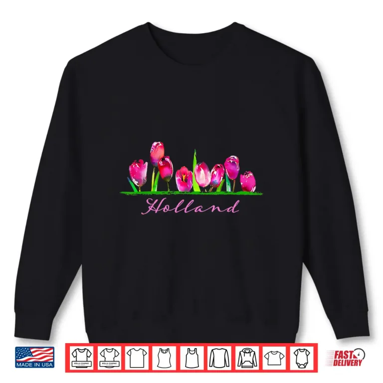 Sweatshirt Holland Watercolor Tulip Flower Botanical Floral Design Shirt