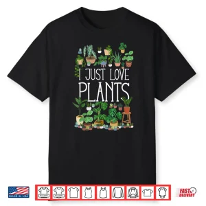 I Just Love Plants Minimalist Botanical Aesthetic Graphic Shirt