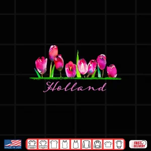 Design Holland Watercolor Tulip Flower Botanical Floral Design Shirt