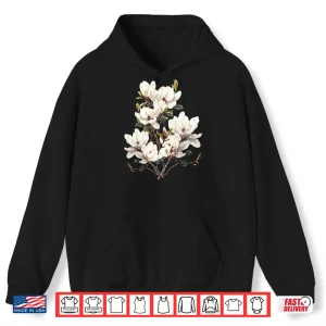 Hoodie Retro Flower Magnolia Blossom Botanical Nature Lover Shirt