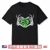Skeleton Hands Heart Monstera Houseplant Botanical Graphic Shirt