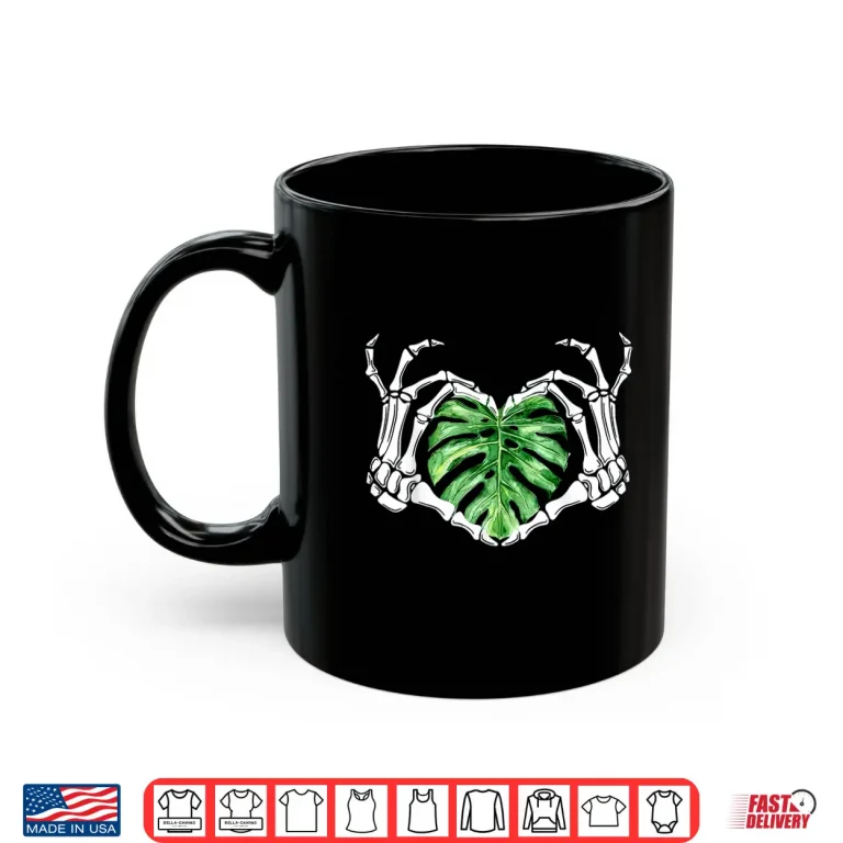 Mug Skeleton Hands Heart Monstera Houseplant Botanical Graphic Shirt