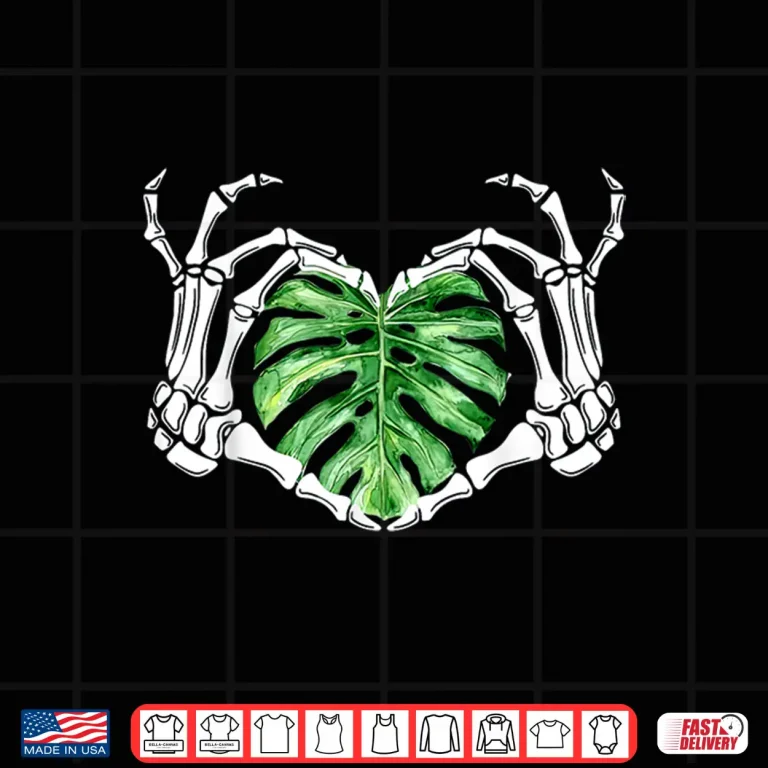 Design Skeleton Hands Heart Monstera Houseplant Botanical Graphic Shirt