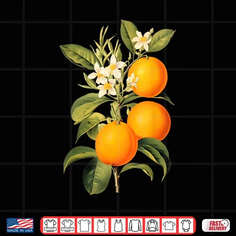 Design Vintage Fruit Orange Flower Botanical Cottagecore Aesthetic Shirt