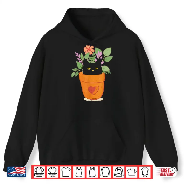 Hoodie Funny Cat And Plant Gardener Houseplant Aesthetic Shirt