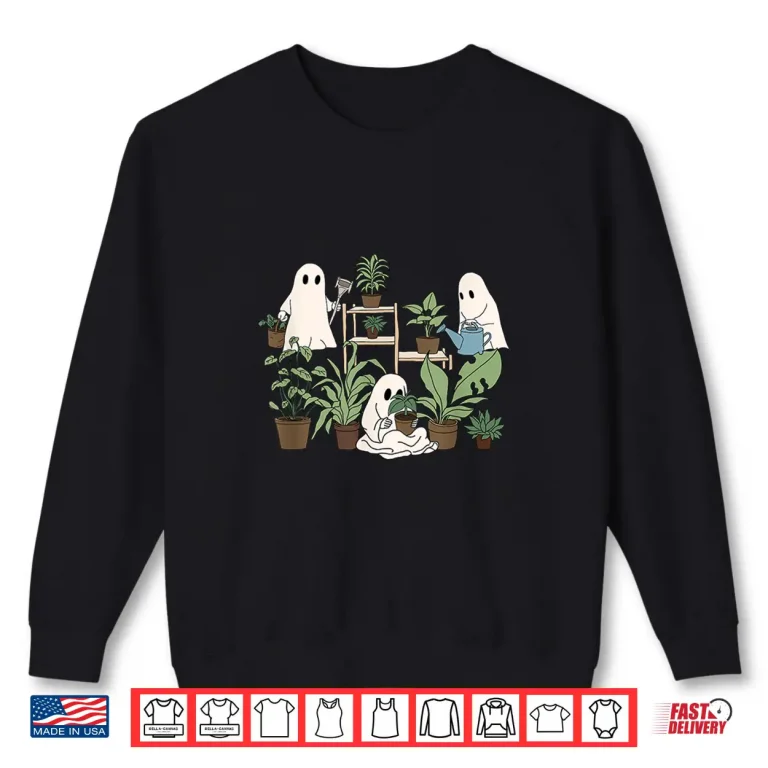 Sweatshirt Cute Ghost Plant Lady Halloween Spooky Gardener Shirt