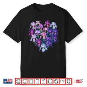 Iris Flower Graphic Colorful Floral Botanical Design Shirt