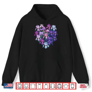 Hoodie Iris Flower Graphic Colorful Floral Botanical Design Shirt