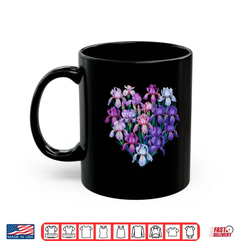 Mug Iris Flower Graphic Colorful Floral Botanical Design Shirt