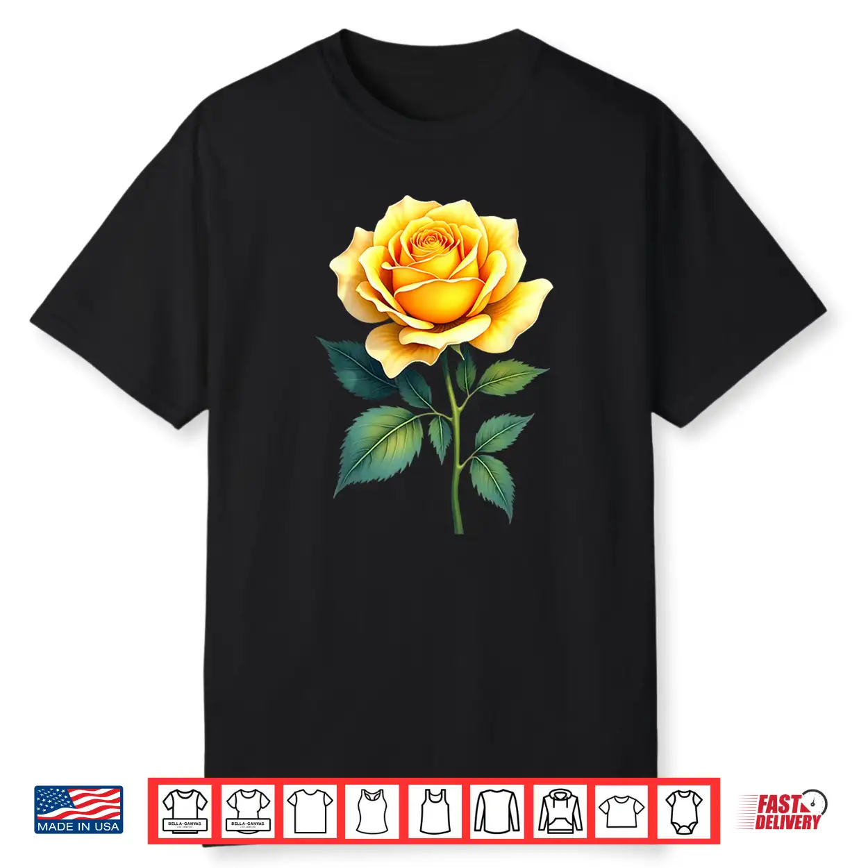 Yellow Rose Flower Botanical Gardening Graphic Shirt Yellow Rose Flower Botanical Gardening Graphic Shirt