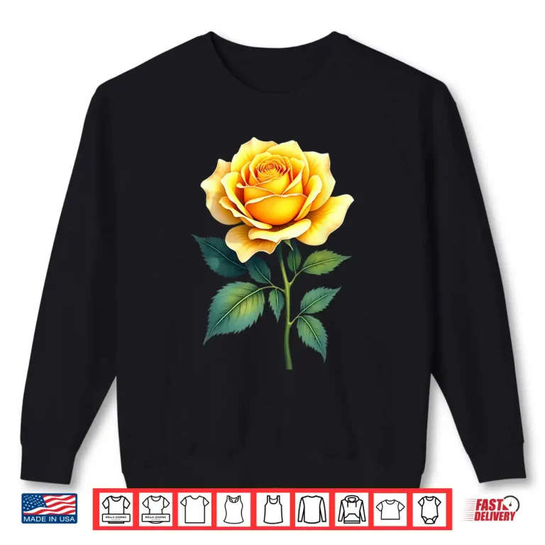 Sweatshirt Yellow Rose Flower Botanical Gardening Graphic Shirt