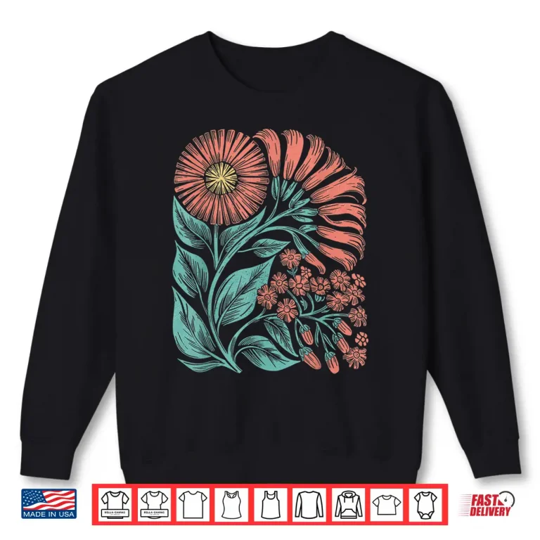 Sweatshirt Botanical Boho Daisy Flower Retro Floral Wildflower Aesthetic Shirt