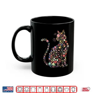 Mug Floral Cat Feline Botanical Artistic Graphic Design Shirt