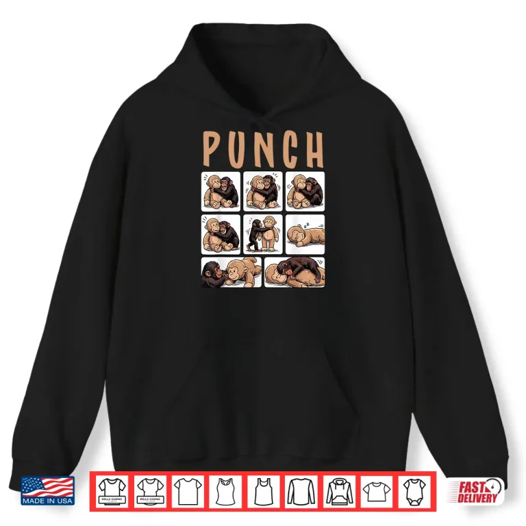 Hoodie Cute Monkey Punch Viral Internet Character Aesthetic Shirt