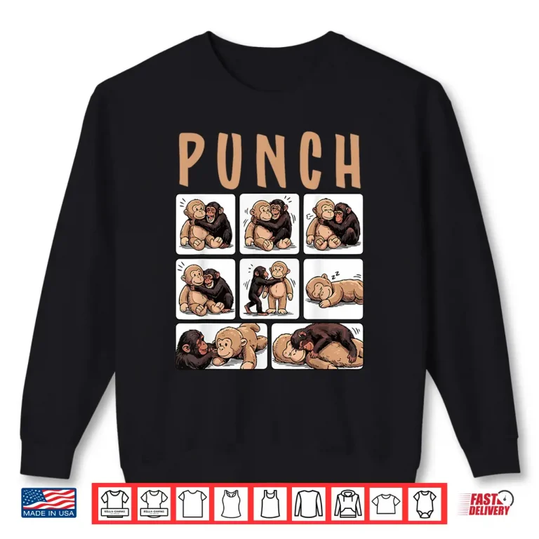 Sweatshirt Cute Monkey Punch Viral Internet Character Aesthetic Shirt