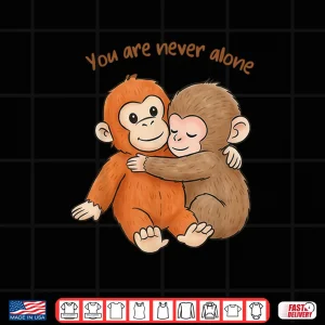 Design Punch The Cute Baby Monkey Hugging You Are Never Alone Shirt