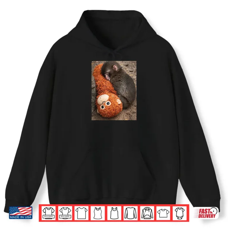 Hoodie Punch Monkey Meme Cute Baby Plush Toy Mother Love Shirt