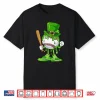Baseball Player Ice Cream Drip Shamrocks Saint Patricks Day Shirt