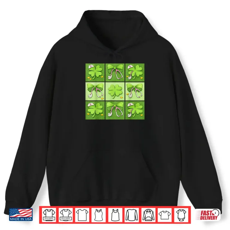 Cute Coquette Bow Shamrocks Nurses Saint Patricks Day Shirt 1 Hoodie Cute Coquette Bow Shamrocks Nurses Saint Patricks Day Shirt