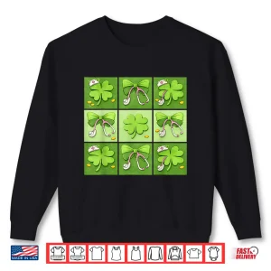 Sweatshirt Cute Coquette Bow Shamrocks Nurses Saint Patricks Day Shirt