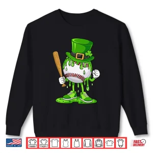Sweatshirt Baseball Player Ice Cream Drip Shamrocks Saint Patricks Day Shirt