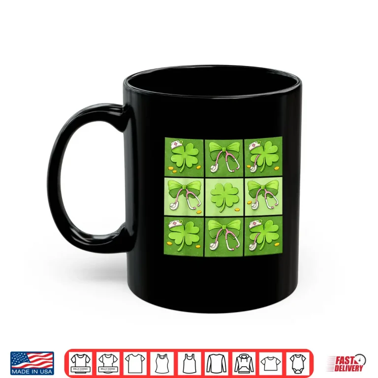 Cute Coquette Bow Shamrocks Nurses Saint Patricks Day Shirt 3 Mug Cute Coquette Bow Shamrocks Nurses Saint Patricks Day Shirt