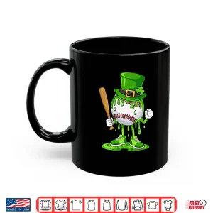 Mug Baseball Player Ice Cream Drip Shamrocks Saint Patricks Day Shirt
