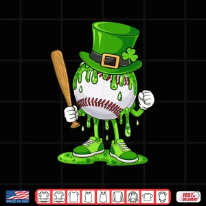 Design Baseball Player Ice Cream Drip Shamrocks Saint Patricks Day Shirt