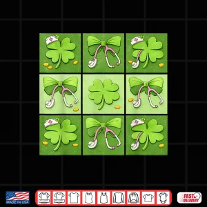 Design Cute Coquette Bow Shamrocks Nurses Saint Patricks Day Shirt