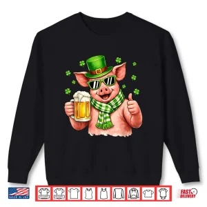 Sweatshirt Funny Pig Drinking Beer Leprechaun Shamrocks Saint Patricks Day Shirt
