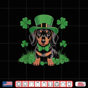Design Saint Patricks Day Dachshund Lucky Cleaver Graphic Shirt