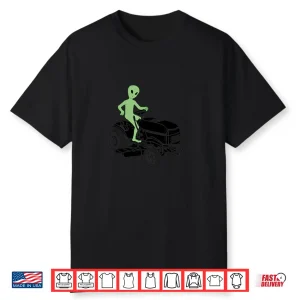 Alien Lawnmower Landscaper Ufo Lawn Mowing Aesthetic Shirt