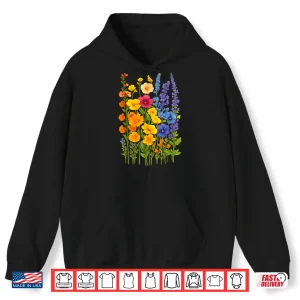 Hoodie Colorful Wildflowers Bloom Botanical Nature Graphic Shirt