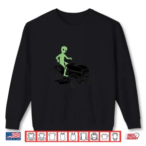 Sweatshirt Alien Lawnmower Landscaper UFO Lawn Mowing Aesthetic Shirt