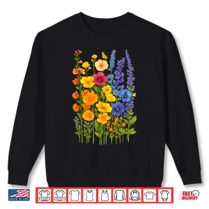 Sweatshirt Colorful Wildflowers Bloom Botanical Nature Graphic Shirt