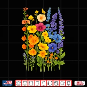 Design Colorful Wildflowers Bloom Botanical Nature Graphic Shirt