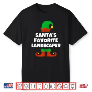Santas Favorite Landscaper Funny Christmas Holiday Shirt