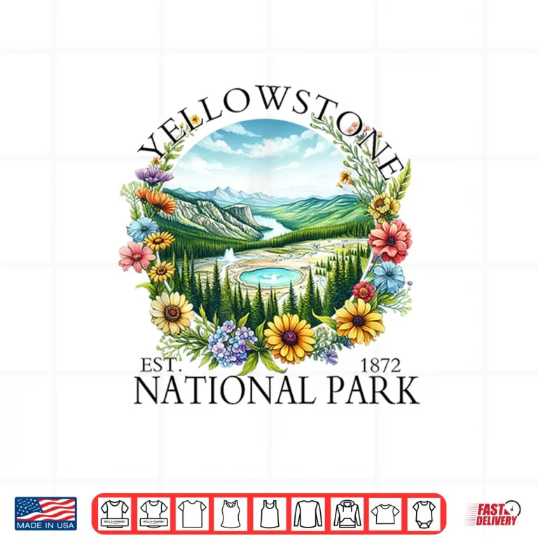 Design Floral Yellowstone National Park Hiking Camping Outdoor Shirt