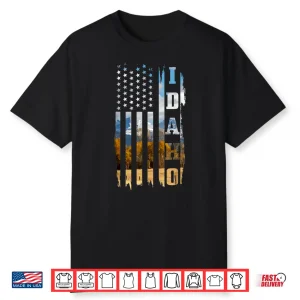 Idaho Patriotic American Flag Vintage Nature Hiking Shirt