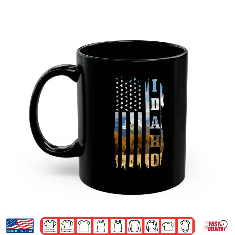 Mug Idaho Patriotic American Flag Vintage Nature Hiking Shirt