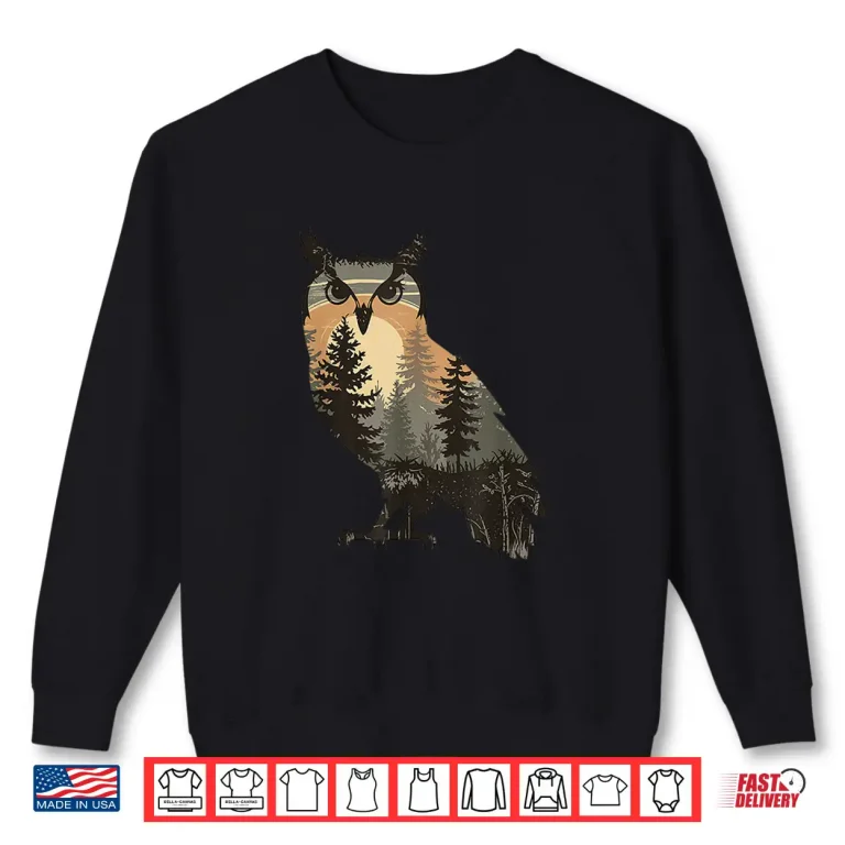 Sweatshirt Owl Hunting Hiking Outdoor Camping Forest Animal Graphic Shirt