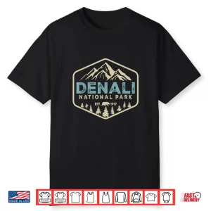 Retro Denali National Park Mountains Nature Vintage Hiking Shirt